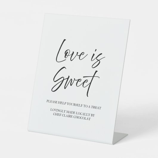 Signe De Table Élégant Script Minimal Love is Sweet White Mariage (Recto)