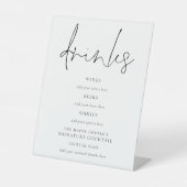Signe De Table Élégant Script noir blanc Mariage Boissons Bar Sig (Recto)