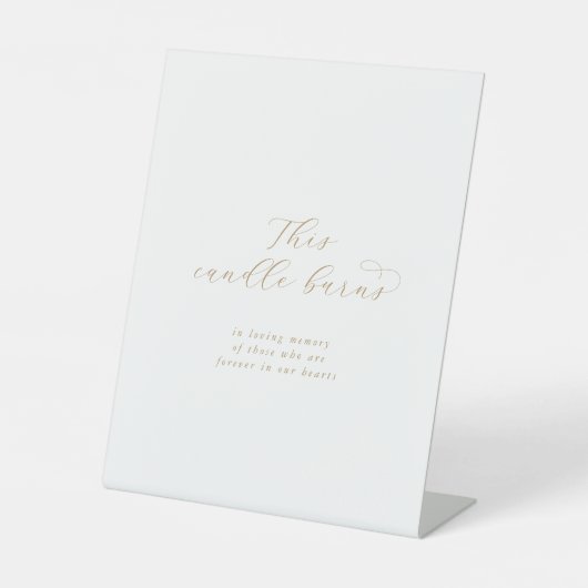 Signe De Table Élégant script or bougie brûle Mariage Memorial (Recto)
