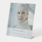 Signe De Table Elegant Script Photo Funeral Table Sign (Recto)