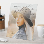 Signe De Table Élégant Script Photo Graduation Bienvenue (In SItu)