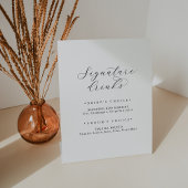 Signe De Table Élégant Script Signature Boissons Signal