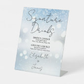 Signe De Table Élégant Script Signature Boissons Snowflakes hiver (Recto)