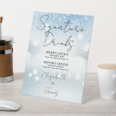 Signe De Table Élégant Script Signature Boissons Snowflakes hiver (In SItu)