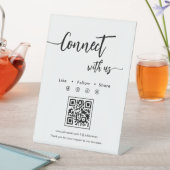Signe De Table Élégant Script Social Media Single QR Code (In SItu)