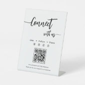 Signe De Table Élégant Script Social Media Single QR Code (Recto)