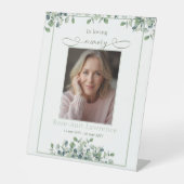 Signe De Table Elegant Simple Eucalyptus Photo In loving memory (Recto)