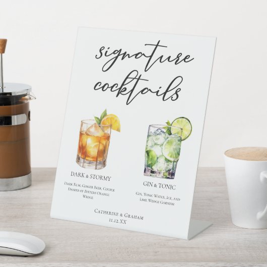 Signe De Table Elégant soir Signature Cocktails Menu Mariage (In SItu)
