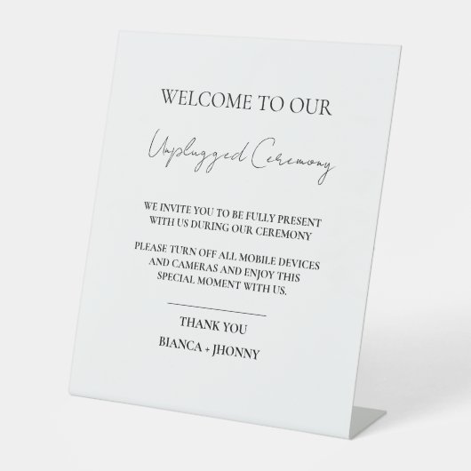 Signe De Table Elégant Unplugged Ceremony Mariage Affiche de bien (Recto)