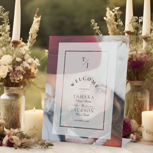 Signe De Table Elegant Vellum Transparency Wedding Initials Photo