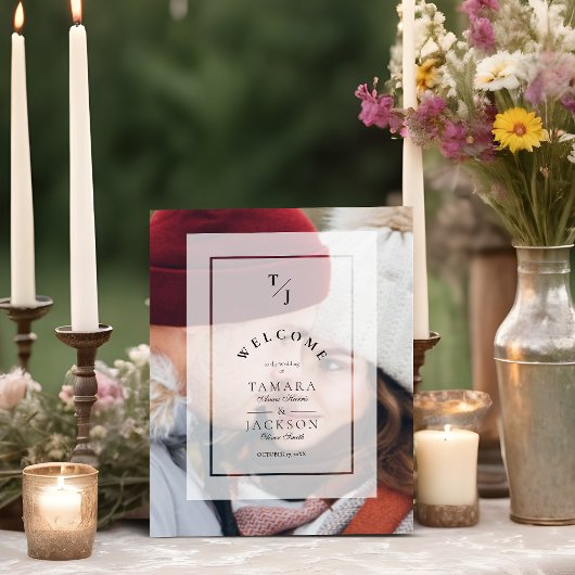 Signe De Table Elegant Vellum Transparency Wedding Initials Photo