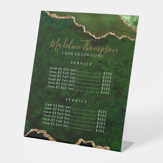 Signe De Table Elégant Vert Agate Géode Marbre Services Prix (Recto)