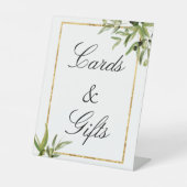 Signe De Table Elégant Vert Or Botanique Vins Cartes & Cadeaux (Recto)