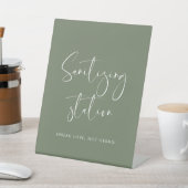 Signe De Table Elégant vert sauge Sanitizing station mariage sign (In SItu)