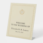 Signe De Table Elégant vieil argent Crest - ivoire et Mariage or (Recto)