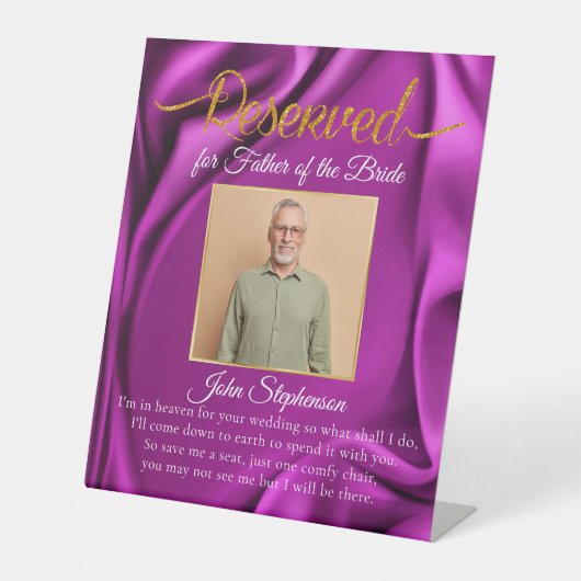 Signe De Table Élégant violet Enregistrer un siège Photo Mariage  (Recto)