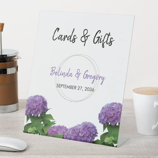 Signe De Table Elégant Violet Hydrangea Cartes de Mariage & Cadea (In SItu)