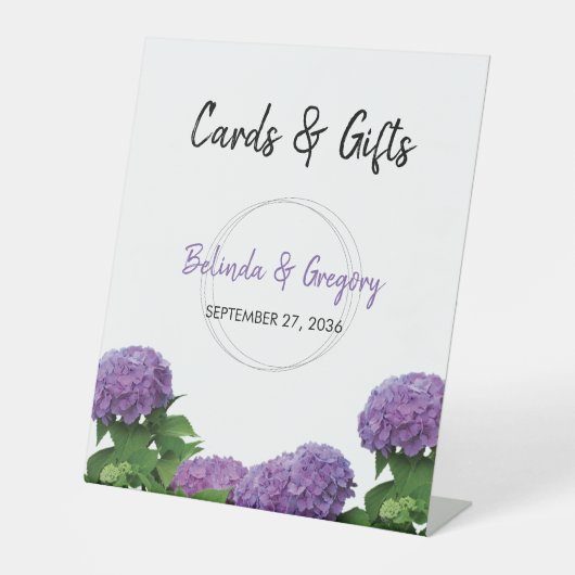 Signe De Table Elégant Violet Hydrangea Cartes de Mariage & Cadea (Recto)