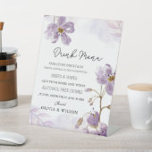 Signe De Table Élégant violet Mariage Floral Menu Boisson (In SItu)
