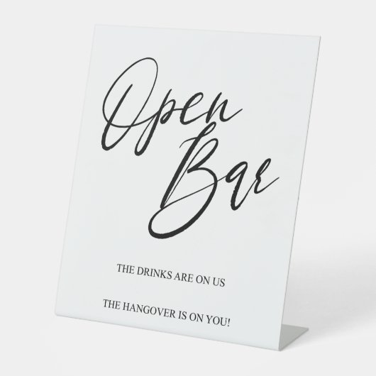 Signe De Table Elegant Wedding Open Bar Tabletop Sign – Modern  (Recto)