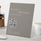 Signe De Table Elegant Wedding Photo Share QR Code Taupe (In SItu)
