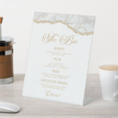 Signe De Table Elegant White Gold Agate Party Bar Menu (In SItu)
