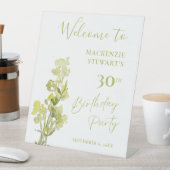 Signe De Table Elégante Aquarelle Botanique Verte 30e anniversair (In SItu)