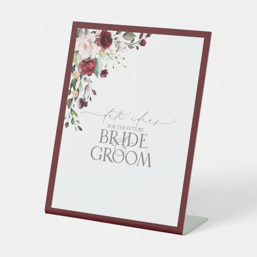 Signe De Table Elégante Aquarelle Bourgogne Florale Idées Date (Recto)