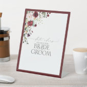 Signe De Table Elégante Aquarelle Bourgogne Florale Idées Date (In SItu)