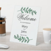 Signe De Table Elégante Aquarelle classique Vert Feuille Mariage (In SItu)