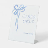 Signe De Table Elégante aquarelle Dusty Blue Bow Cartes et cadeau (Recto)