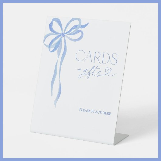 Signe De Table Elégante aquarelle Dusty Blue Bow Cartes et cadeau