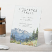 Signe De Table Elégante aquarelle Mountain Signature Boissons (In SItu)