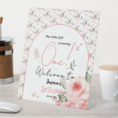 Signe De Table Elégante aquarelle Rose fille 1er anniversaire Bie (In SItu)