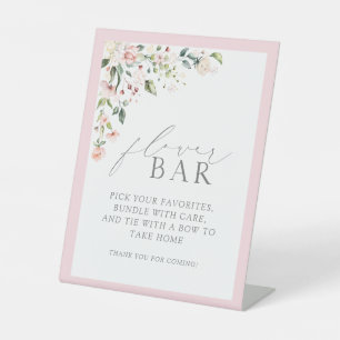Signe De Table Elégante Aquarelle rose Floral Douche Bar