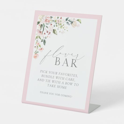 Signe De Table Elégante Aquarelle rose Floral Douche Bar (Recto)