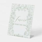 Signe De Table Elégante aquarelle vert fleurs chinoiserie bébé s (Recto)