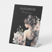 Signe De Table Élégante Black Gown 18e anniversaire Guestbook (Recto)