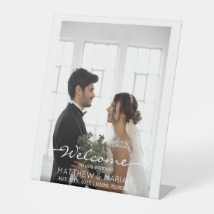 Signe De Table Élégante calligraphie Deux Mariages photo Signet B