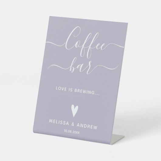 Signe De Table Élégante Calligraphie Lavender Mariage Bar à café (Recto)
