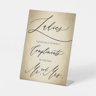 Signe De Table Élégante Calligraphie Script Dames Salle de bain