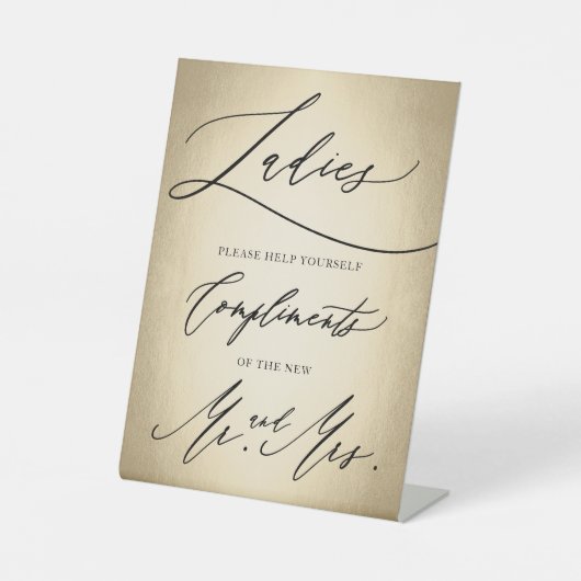 Signe De Table Élégante Calligraphie Script Dames Salle de bain (Recto)