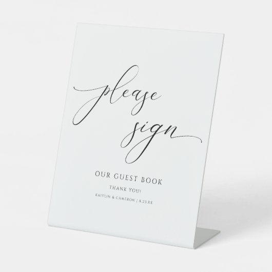 Signe De Table Élégante calligraphie Script Mariage Guestbook Sig (Recto)