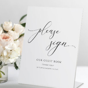 Signe De Table Élégante calligraphie Script Mariage Guestbook Sig