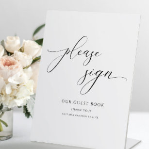 Signe De Table Élégante calligraphie Script Mariage Guestbook Sig