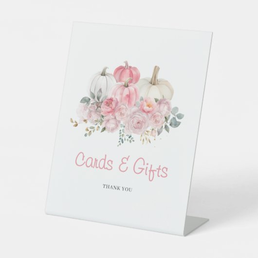 Signe De Table Elégante Carte Baby shower rose Citrouille (Recto)