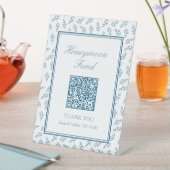 Signe De Table Elégante carte de code QR Mariage Blue Honeymoon F (In SItu)