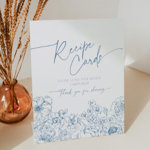 Signe De Table Elégante Carte de recette pour mariée Toile bleue 