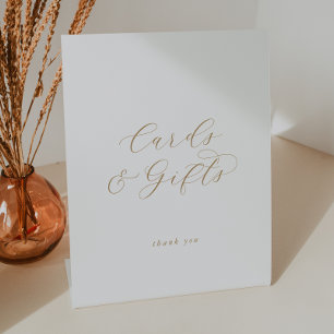 Signe De Table Élégante Carte de script or et Cadeaux Signal Pede