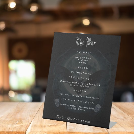 Signe De Table Élégante Chauve-souris gothique Lune Mariage Le Ba